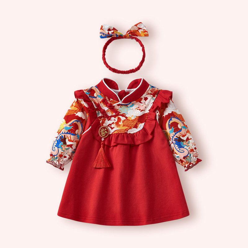 女宝宝周岁礼服秋冬公主裙生日抓周宴拜年服婴儿春装一岁女童衣服,淘宝优惠券,粉丝福利购,淘宝优惠卷