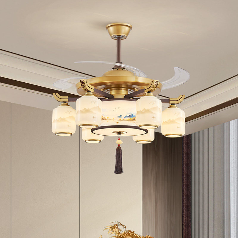 新中式隐形风扇灯中国风一体吊扇灯客厅灯禅意实木色餐厅2025新款,淘宝优惠券,粉丝福利购,淘宝优惠卷