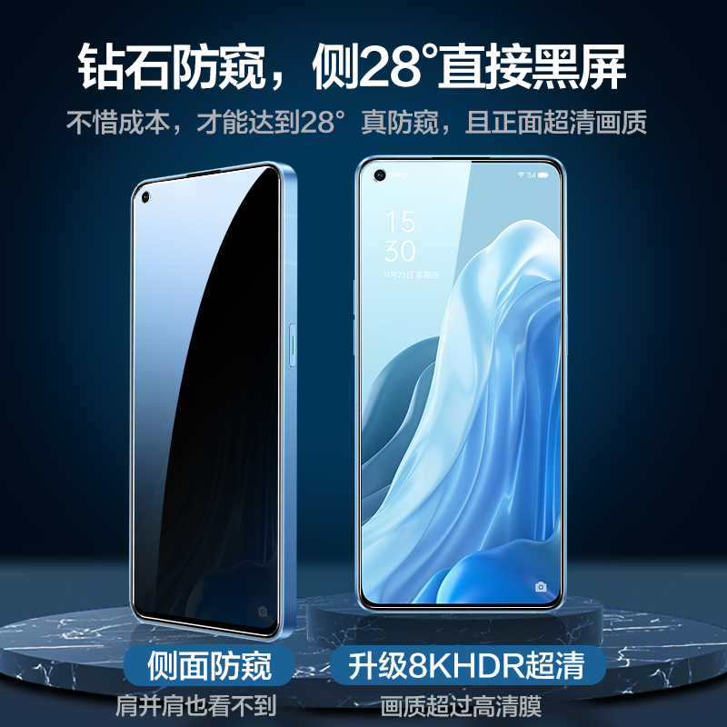 opporeno7pro钢化膜reno7手机防窥膜opopreno7se全屏覆盖oppo新款防窥rone保护贴膜5g玻璃防摔por防偷窥p-图1