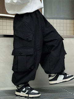 Boys' spring pants 2026 new children's korean style overalls handsome boys spring sports pants baby pants