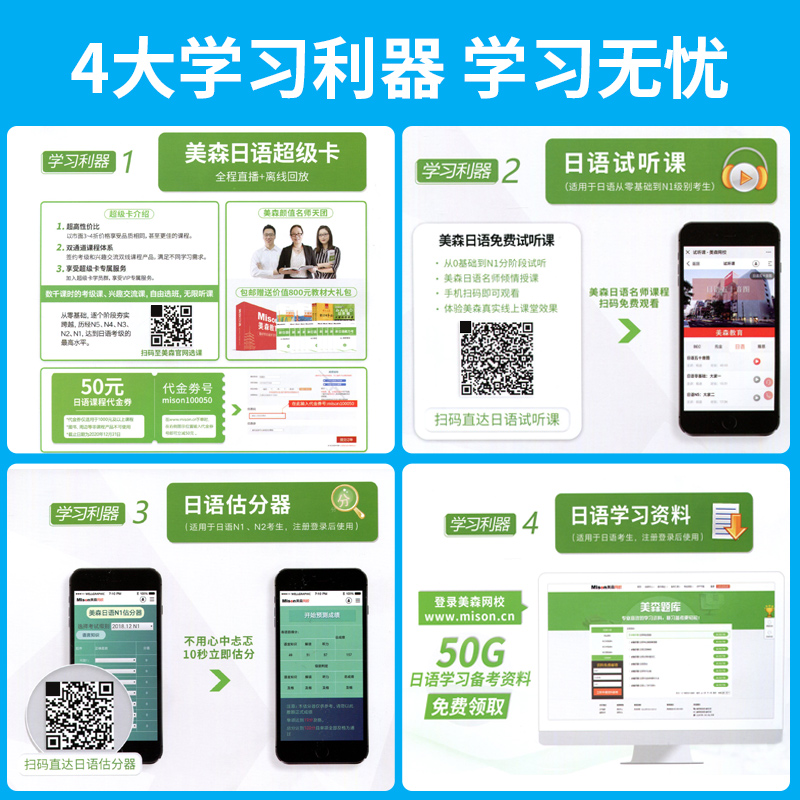 新日本语能力测试50天逐级突破N5N4N3听力阅读单词语法天天练第2二版 日语三四五级高考日语词汇辅导用书初级自学零基础入门教材程 - 图3