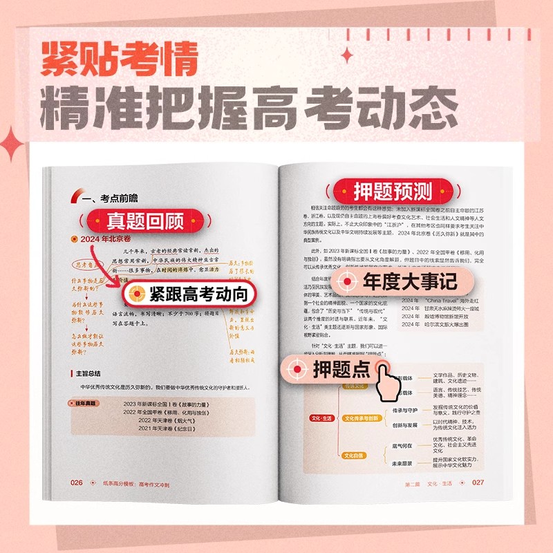 2026纸条备考作文高分模板高考作文冲刺热点经典素材一看就能用的作文素材高中范文高一二三作文模板一看就能写的满分作文高考押题