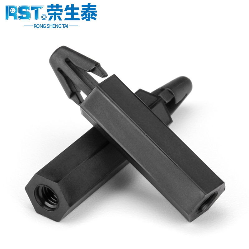 扣式六角尼龙柱推入式PC板间隔柱飞机头塑料隔离柱线路板垫高柱M3-图0
