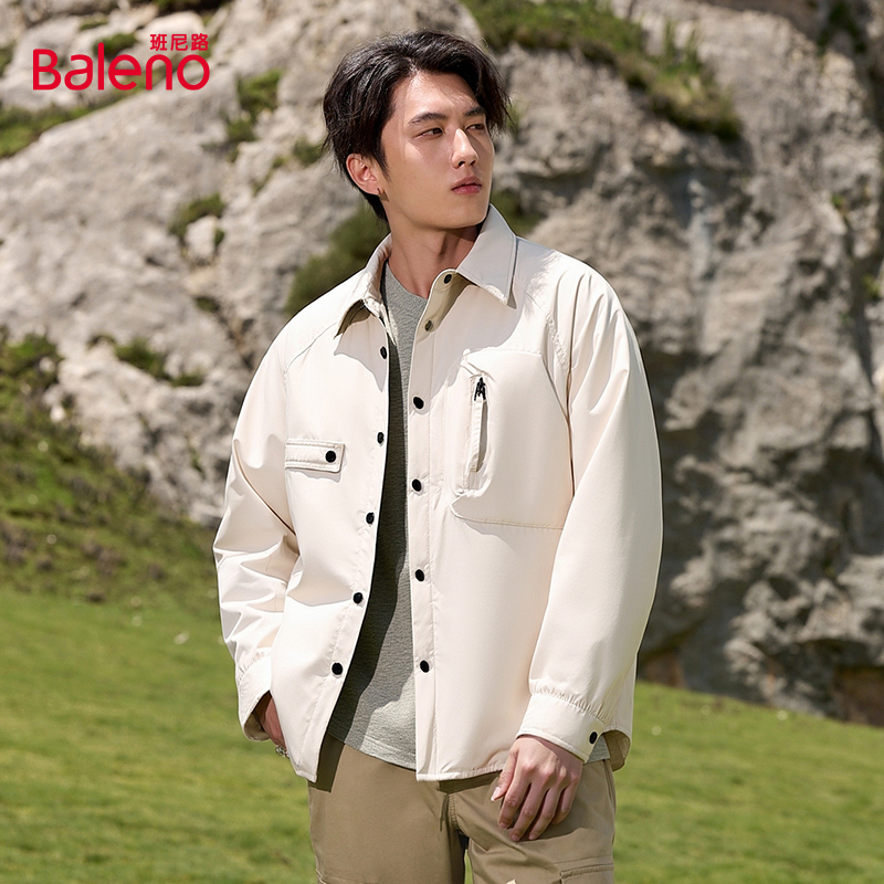 Baleno班尼路翻领拉链袋羽绒外套男款休闲保暖羽绒服情侣时尚款D - 图0