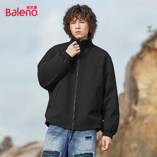 Baleno班尼路情侣撞色翻领夹克外套宽松