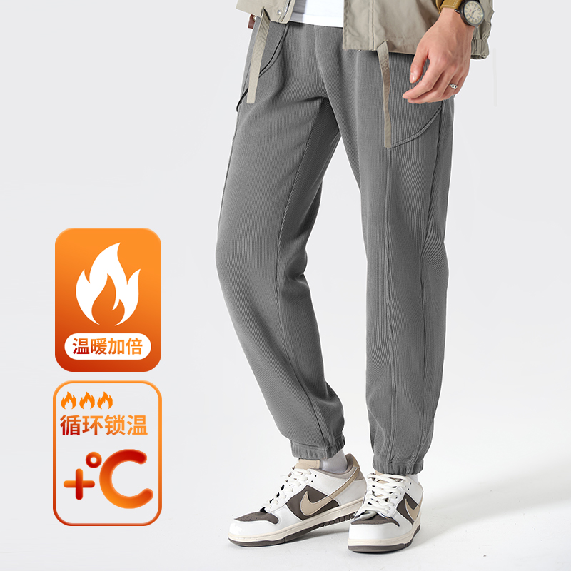 班尼路S&K雪尼尔加绒加厚保暖束脚裤男冬季户外防风防寒大码裤子A - 图1