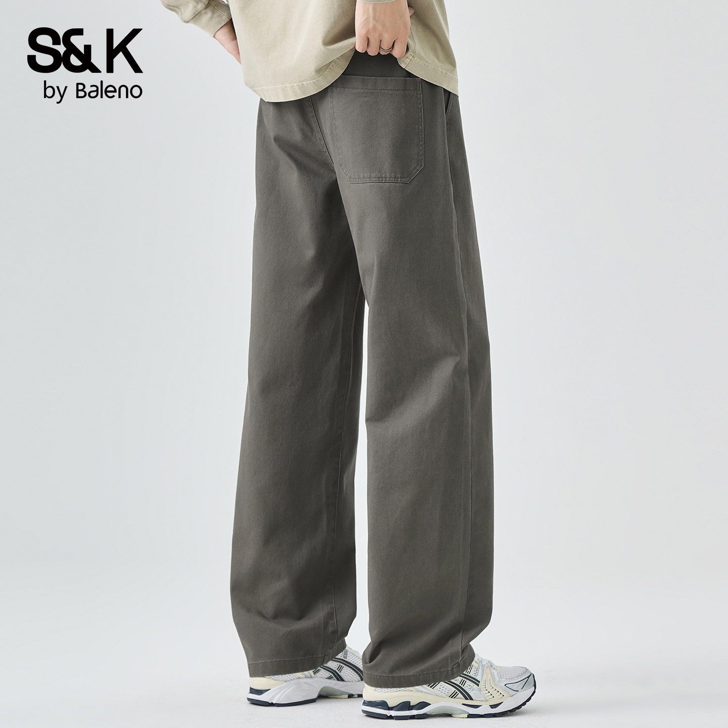 班尼路SK简约纯棉运动风直筒休闲裤男秋季宽松抽绳百搭潮牌长裤YS,淘宝优惠券,粉丝福利购,淘宝优惠卷