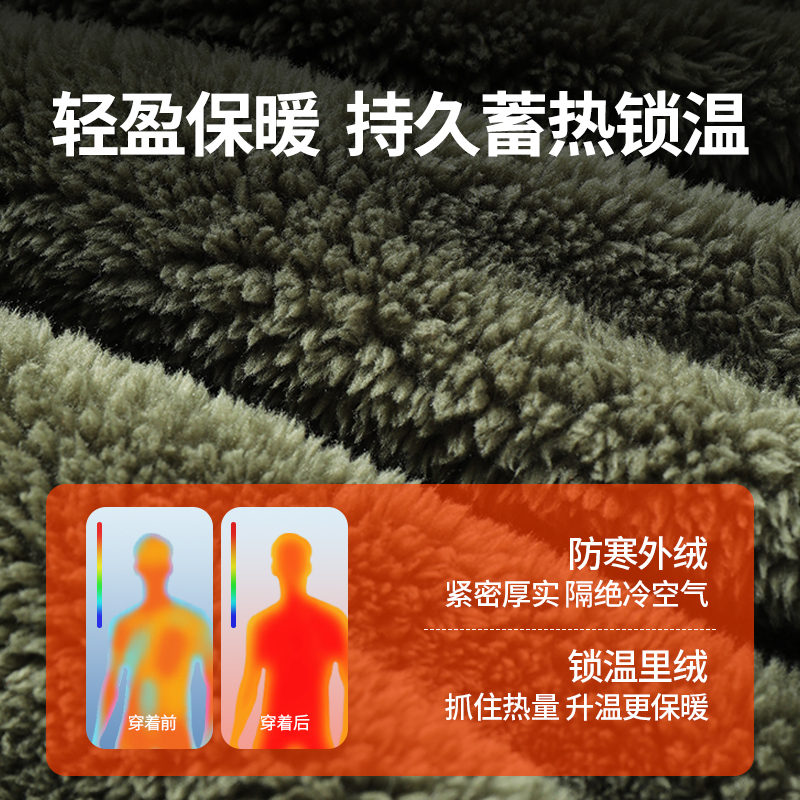 班尼路墨绿色双面珊瑚绒外套男冬季加绒保暖美式休闲立领开衫夹克