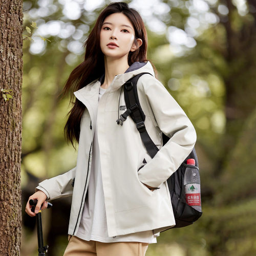 班尼路秋季连帽开衫潮流百搭户外运动工装风旅游徒步登山服女J - 图0