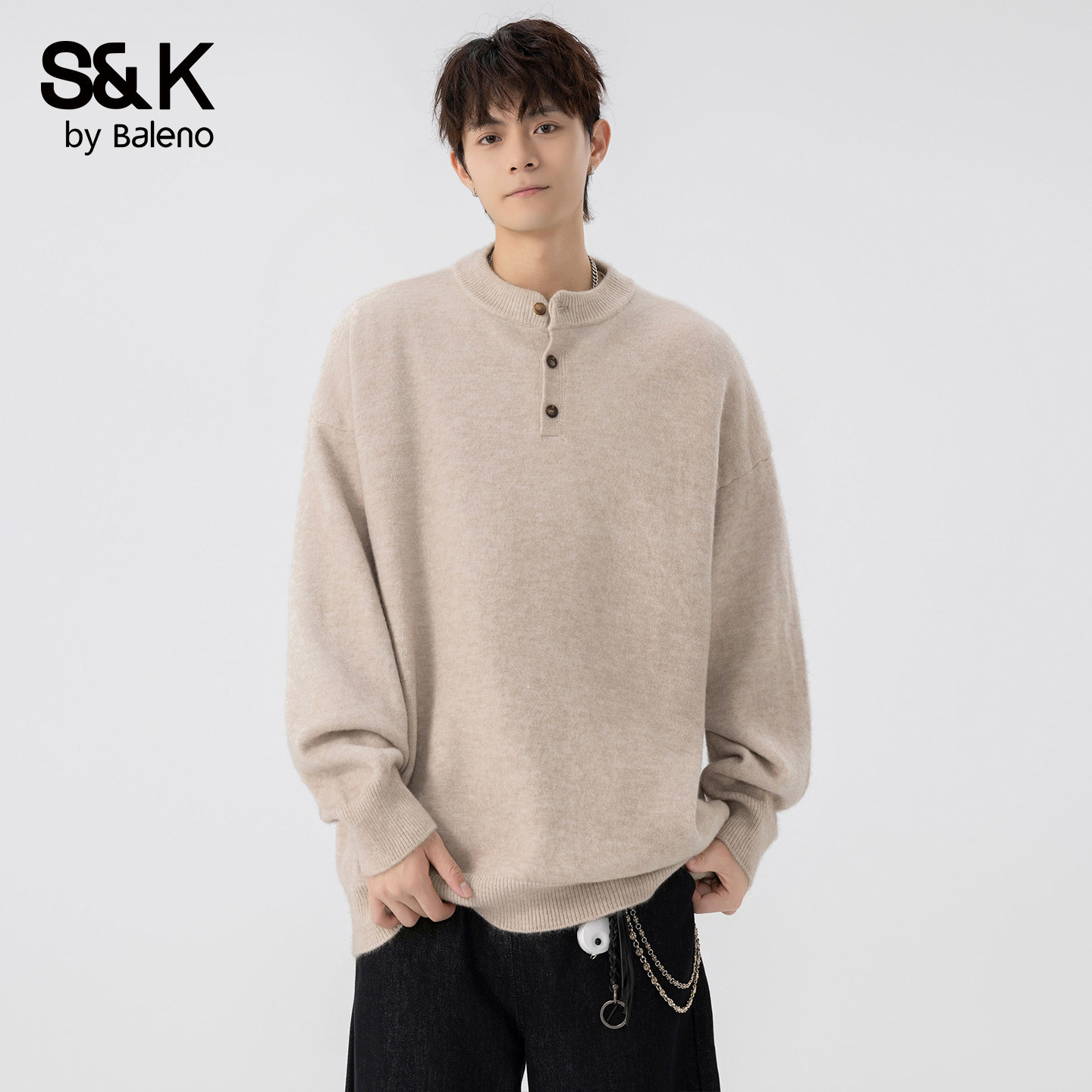 班尼路SK针织衫圆领毛衣男士秋季2025新款宽松百搭休闲卫衣YS,淘宝优惠券,粉丝福利购,淘宝优惠卷