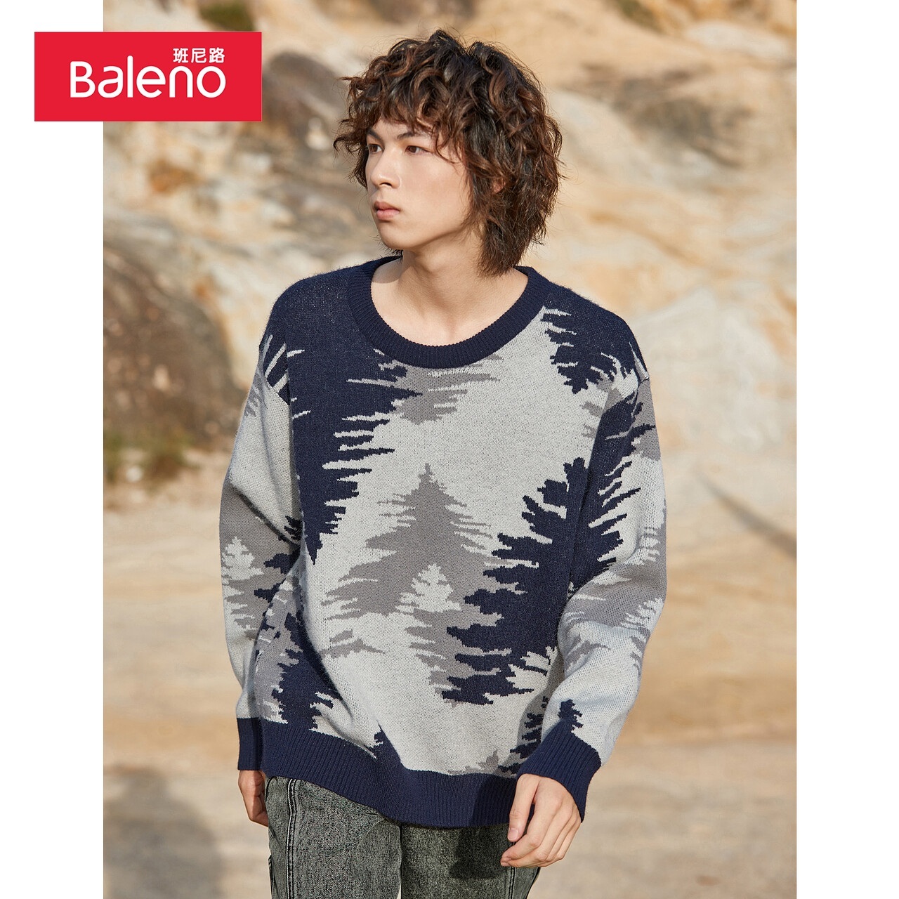 班尼路秋冬新款休闲北极绒男针织衫 baleno班尼路针织衫/毛衣