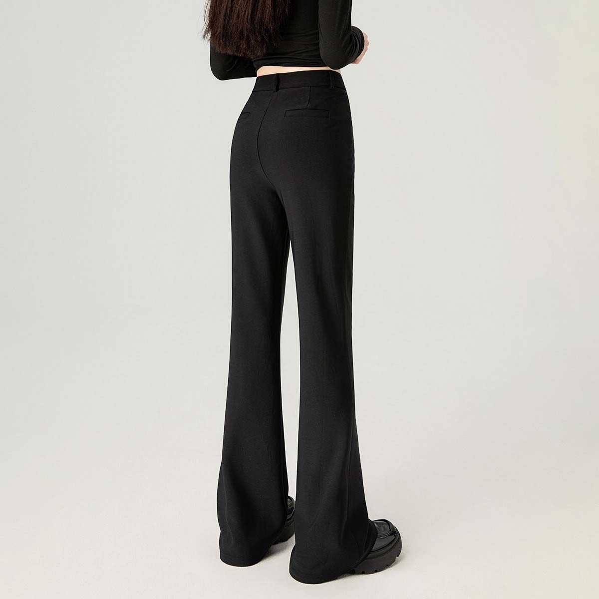 班尼路时尚简约西装小黑裤女秋冬季高腰微喇休闲裤显高显瘦长裤J,淘宝优惠券,粉丝福利购,淘宝优惠卷