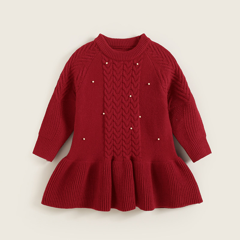 女童连衣裙新年衣服2026新款冬装儿童红色毛衣裙新年战袍拜年裙子,淘宝优惠券,粉丝福利购,淘宝优惠卷