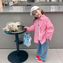 Girl Shirt Spring Autumn Money 2024 New Children Foreign Air Lining Spring Pink Jacket Little Girl Spring Dress Blouse