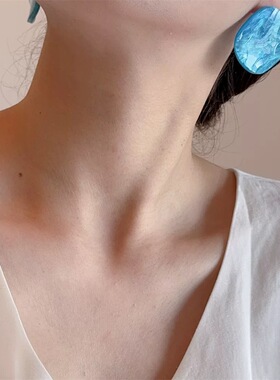 法式时髦设计感糖果色扭片圆形醋酸耳环女小众度假风百搭耳针耳饰