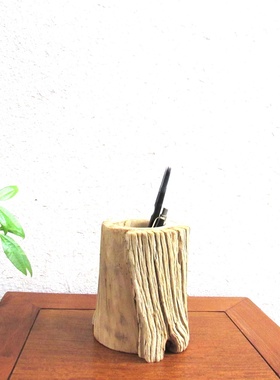 胡杨木生态笔筒书房自然艺术品