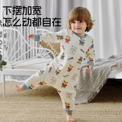 优婴宝贝连体睡衣服夏季新薄款睡袋纯全棉