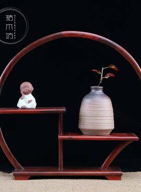 红木博古架多宝阁红酸枝茶具紫砂