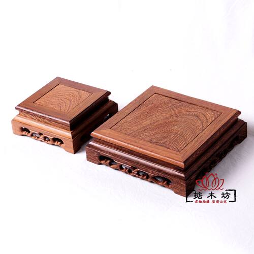 红木雕刻工艺品佛像摆件底座鸡翅木质长方形花瓶奇石头底座实木托 - 图1