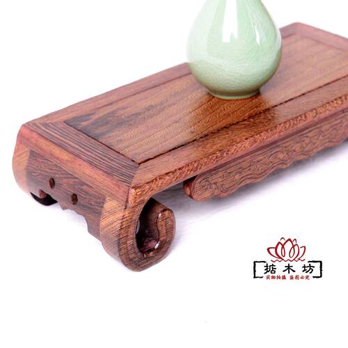 红木雕刻工艺品佛像摆件底座鸡翅木质长方形花瓶奇石头底座实木托 - 图2