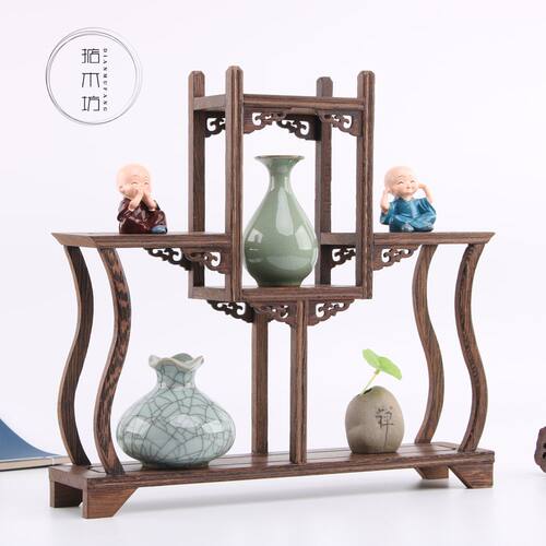 博古架小鸡翅木多宝格展示架紫砂壶茶壶红木摆件架子小博古架实木 - 图3