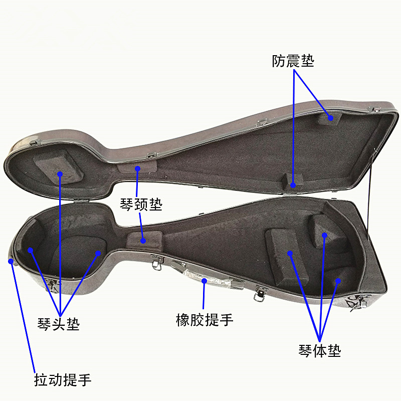 高档玻璃钢琵琶盒带轮子防震耐摔抗压日用托运碳纤维硬体琵琶琴盒 - 图0