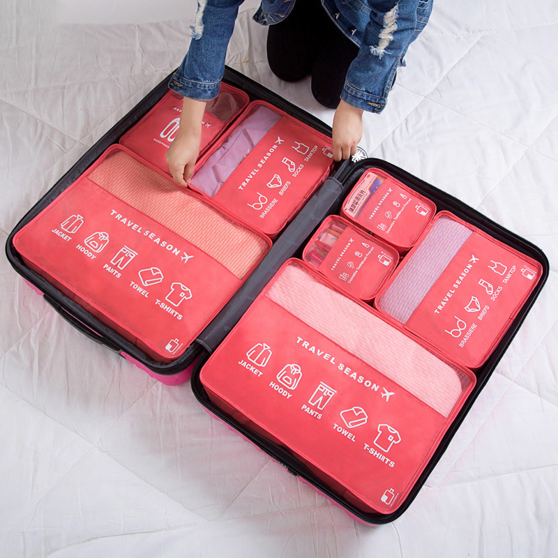 旅行收納袋套裝女行李箱衣服整理袋旅遊鞋子衣物內衣洗漱包打包袋