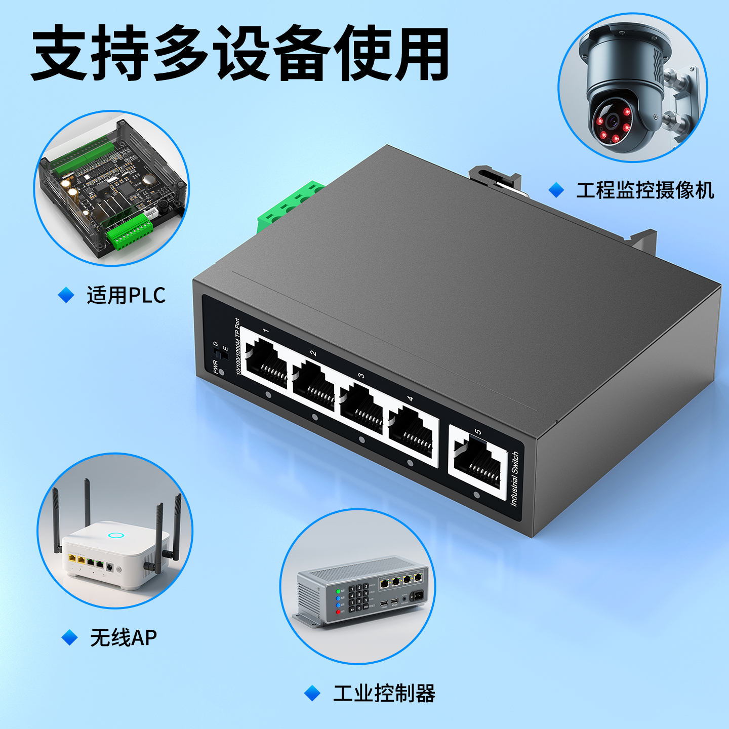 联果千兆4口5口6口8口工业级交换机 管理型环网光纤以太网百兆交换器防雷导轨壁挂式安POE装监控 支持PLC链接 - 图0