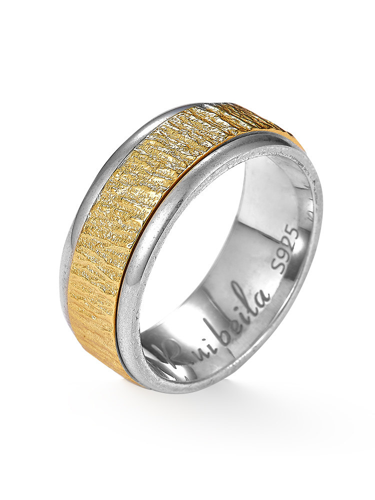 ruibeila可转动树皮纹男女士情侣戒 ruibeila戒指/指环