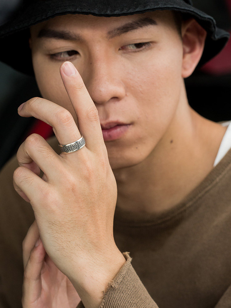 ruibeila可转动树皮纹男女士情侣戒 ruibeila戒指/指环