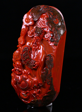 包浆财神爷弥勒佛摆件南红玛瑙