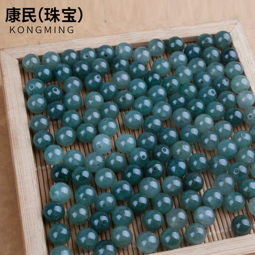 天然翡翠小平安扣散珠桶珠三彩冰种算盘珠隔珠隔片编织手链玉配饰 - 图2