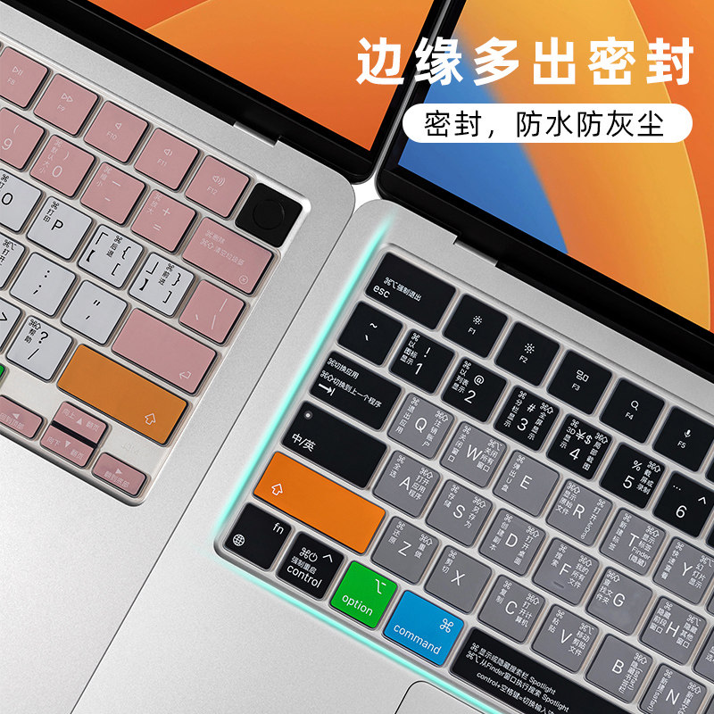 适用苹果macbook键盘膜电脑air13.6寸mac13.3笔记本pro13超薄os功能快捷键16保护15配件M2m3软硅胶m1全覆盖