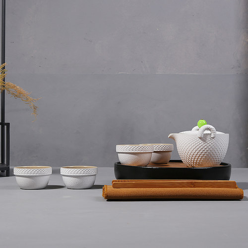 龙浔日式黑陶功夫茶具套装整套便携包干泡陶瓷办公室简约茶盘家用 - 图3