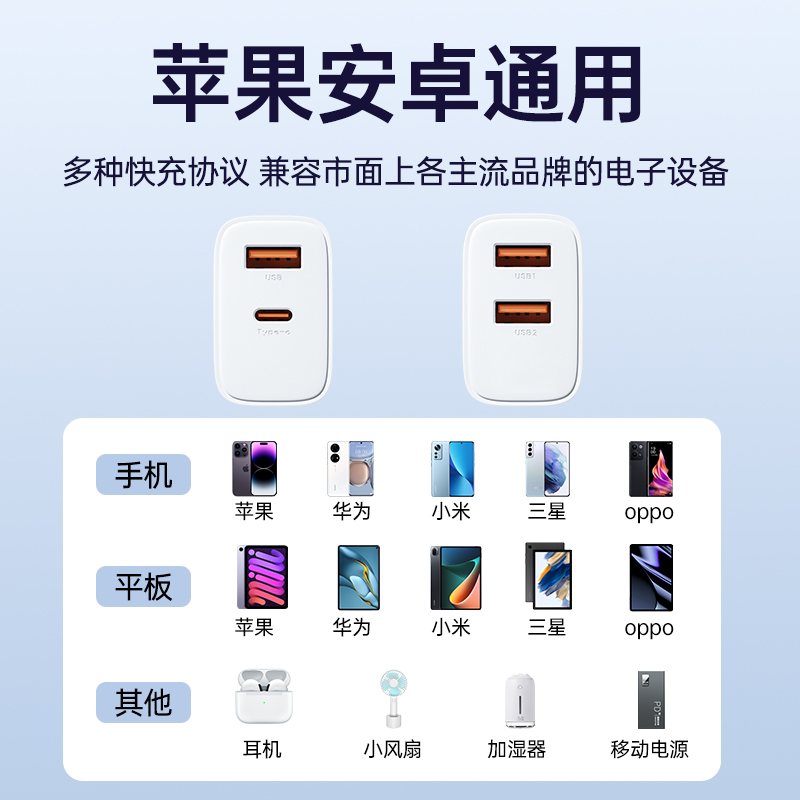 能适快充适用苹果15充电器usb双c双头iPhone充电头pd20w双口tpyec快充头Pro手机数据线typec插头Promax充电线