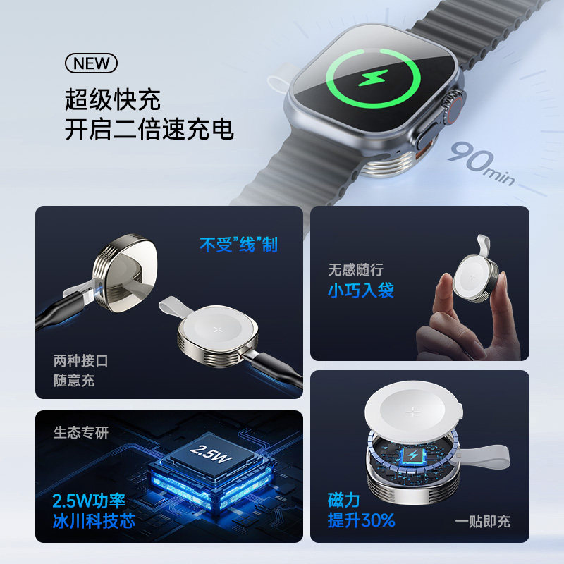 能适适用苹果手表充电器applewatch11手表无线充s10便携Lightning口iwatchs9底座applewatch通用无线磁吸se,淘宝优惠券,粉丝福利购,淘宝优惠卷