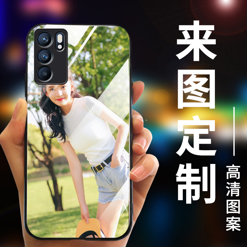 opporeno6手机壳来图定制玻璃防摔reno6pro+照片订制创意礼物男女-图2