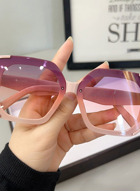 gm墨镜女2024年新款网红太阳镜潮时尚黑色眼镜大脸显瘦防紫外线