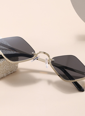 网红爆款时尚个性半框菱形太阳眼镜潮流小框户外街拍墨镜大脸眼镜