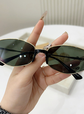 女款太阳镜防紫外线墨镜高级感大脸圆脸复古黑框茶色眼镜素颜神器