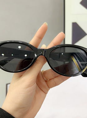复古猫眼墨镜女韩潮ins网红高级感拍照凹造型防紫外线太阳眼镜潮