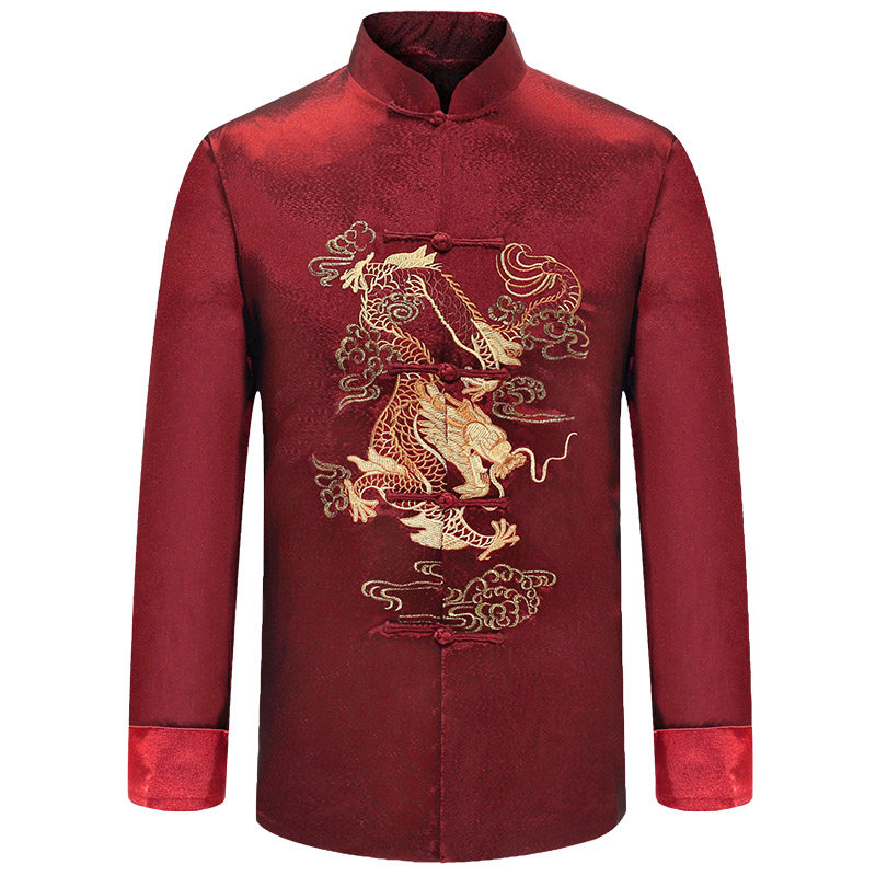 中老年唐装男情侣套装过寿婚礼服 君子企鹅民族服装