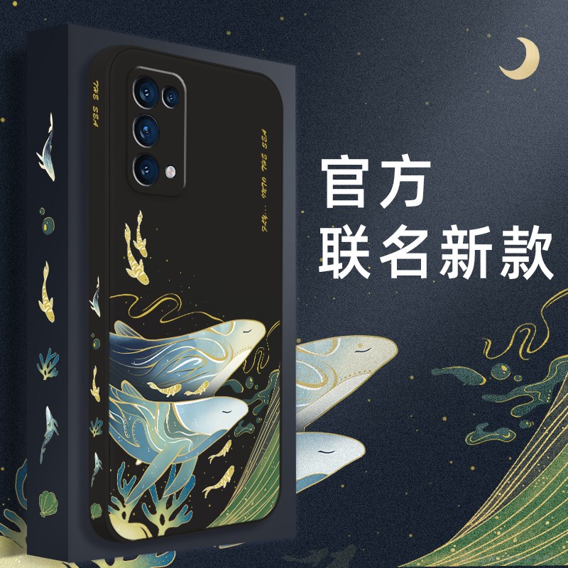 小鸟云端OPPOReno5手机壳网红reno4液态硅胶reno5pro女款3pro软胶壳4se防摔直边软壳reno3全包镜头pro+保护套 - 图1