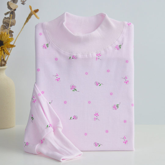 Women's pure cotton mid-high collar autumn top