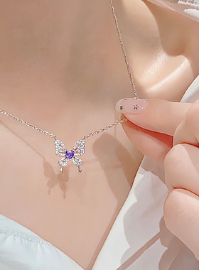 貂蝉仲夏夜之梦幻蝶项链纯银s925蝴蝶锁骨链轻奢小众个性女友颈链