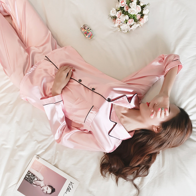 春秋季冰丝长袖韩版清新性感睡衣 howfun睡衣/家居服套装