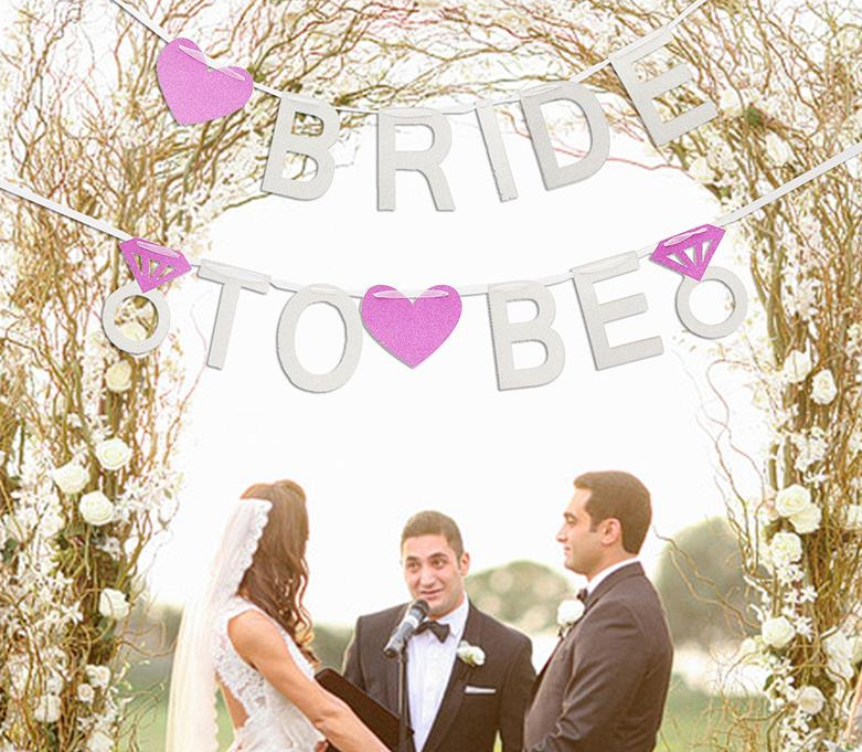 bride to be银色闪粉字母拉花单身派对装饰bachelorette新房布置 - 图0