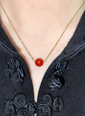 18k包金红玛瑙吊坠项链女吊坠女