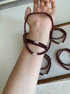 原创天然石榴石趴趴猫 红石榴石手串手链