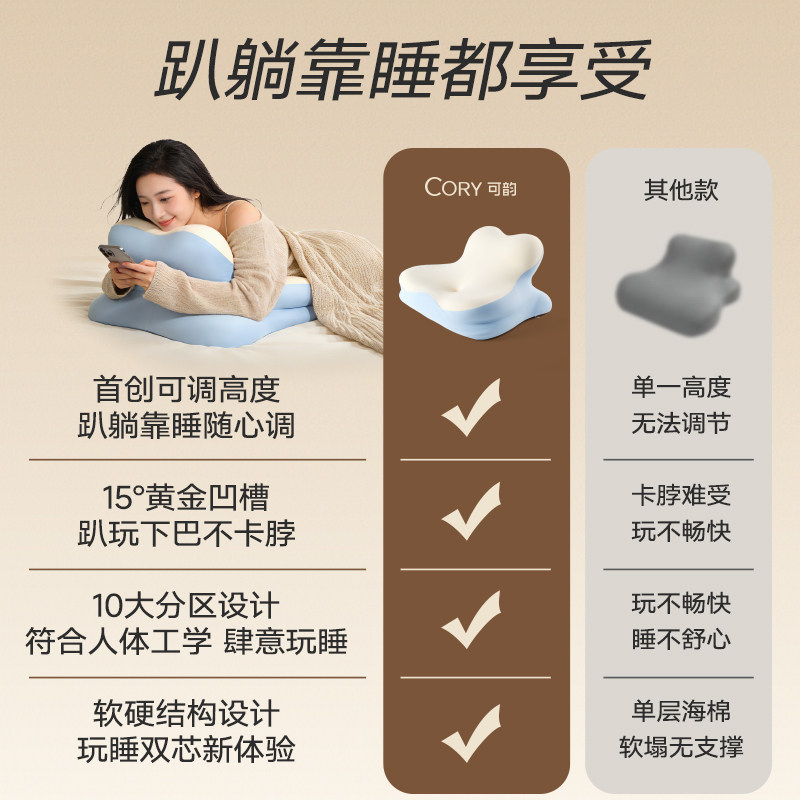 玩睡枕床上玩手机追剧神器床头躺着靠枕多功能趴睡枕记忆棉靠背垫,淘宝优惠券,粉丝福利购,淘宝优惠卷